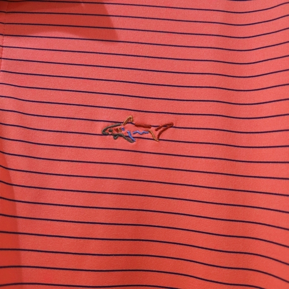 Attack Life By Greg Norman Feeder Striped Polo Casual Shirt, Seaside Coral, L - Picture 7 of 11